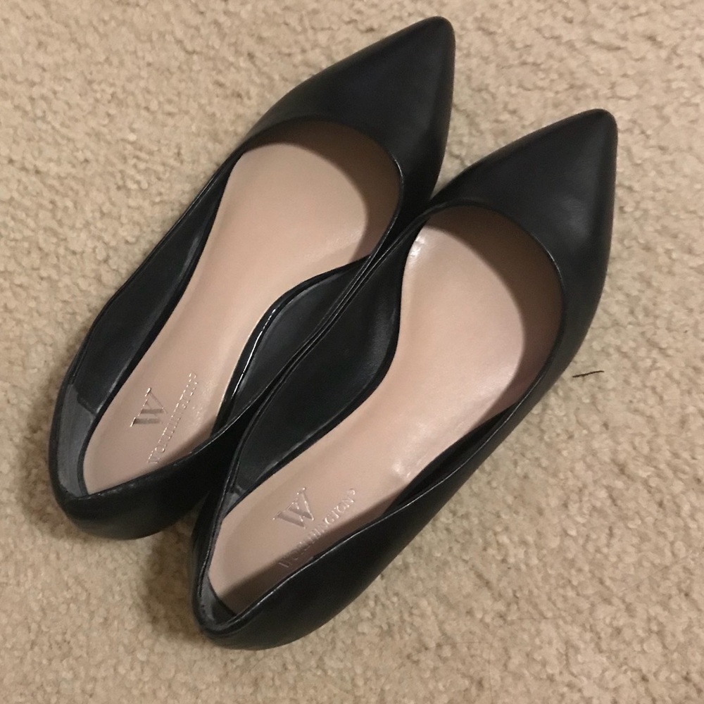 Black Leather Pointy Flats
